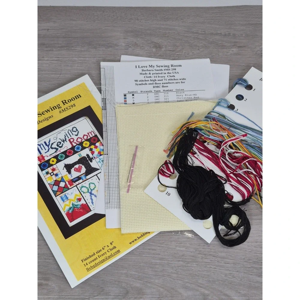 NOS Bobbie G Designs Counted Cross Stitch Kit MS298 Love My Sewing Room Craft